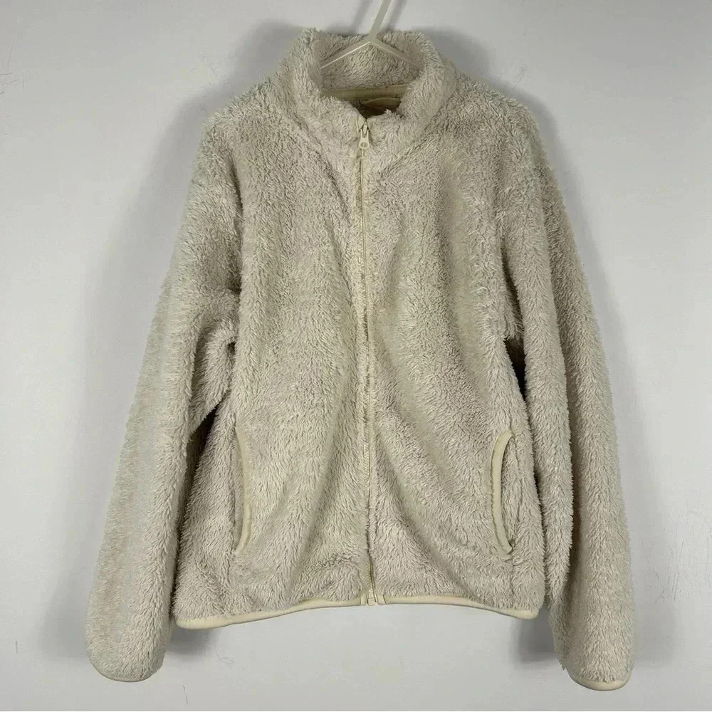 Cozy Sherpa Teddy Fleece 🧸 Uniqlo Kids Neutral Cream Jacket 9-10Y